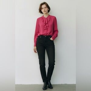 Ann Taylor Women's Pink Ruffled Blouse